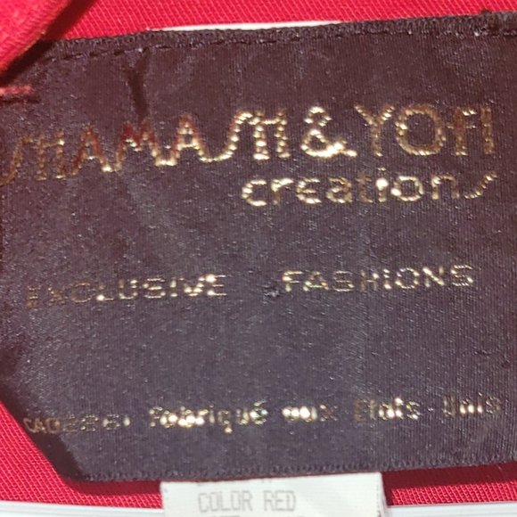 Vintage 1990's Shamash & Yofi Creations Adorned Red Jumpsuit with Sheer Sleeves - Picture 3 of 13